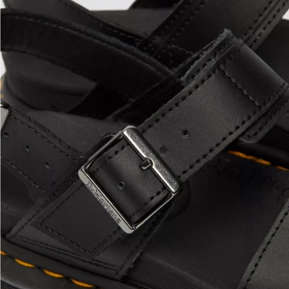 Dr. Martens Black Voss Hydro Leather Strap Sandals - New - Picture 3 of 6